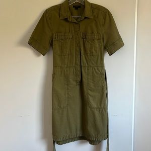 JCREW Women's Utility Dress Size 6, Ruffle Hem, Olive Green, Style G8471.